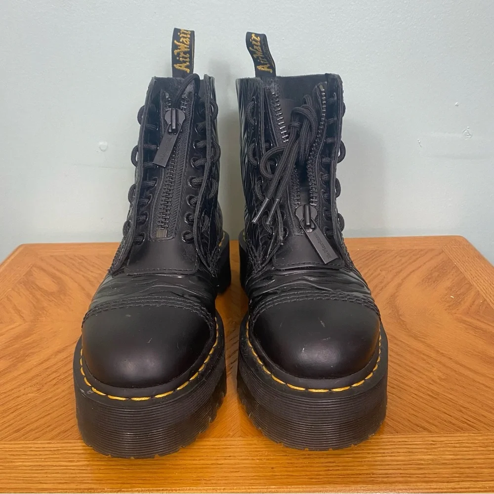 Dr Martens‎ Sinclair Zebra Emboss Platform Boots Black Size 8 Women’s